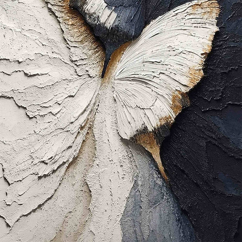EMERGENCE: Textured Wabi Sabi Butterfly Impasto Wall Art