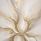 ETHEREAL BLOOM: Textured Gold & White Abstract Floral Painting