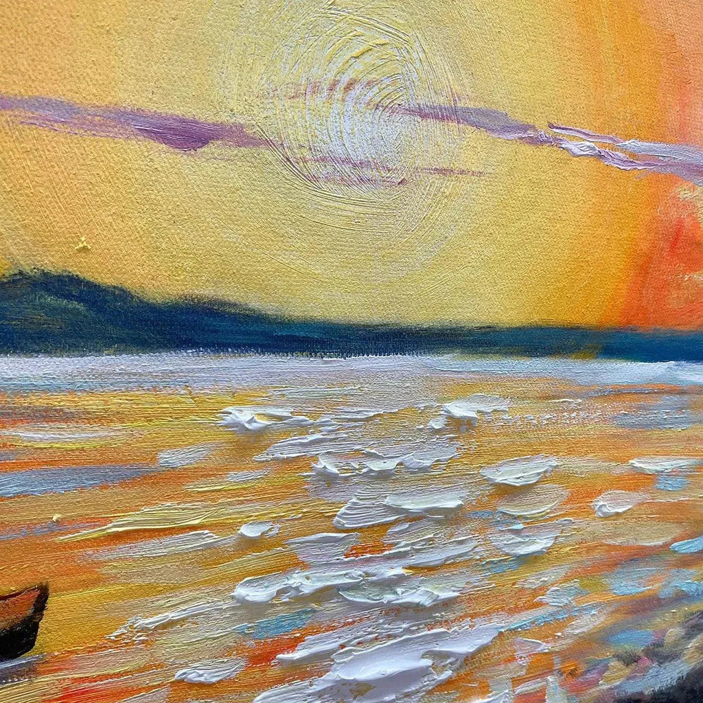 SAILING AT SUNSET: Textured Sailboat Seascape Panoramic Wall Art