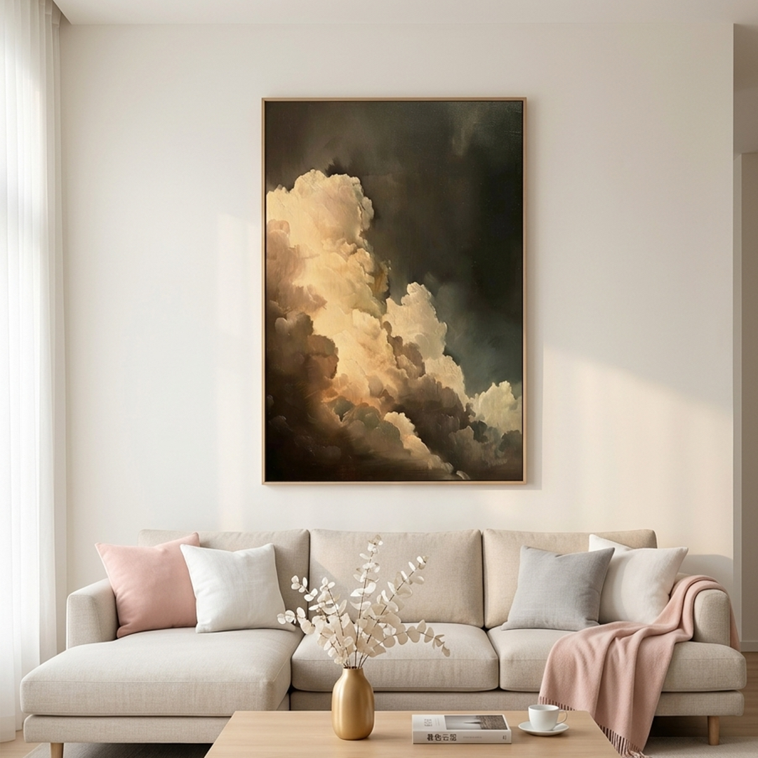 EVENING CLOUDS: Warm Pink Orange Clouds Soft Texture Canvas