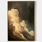 Liam O'Connell's Evening Clouds: Vertical cloudscape painting with warm tones, ideal for living room, bedroom wall art.