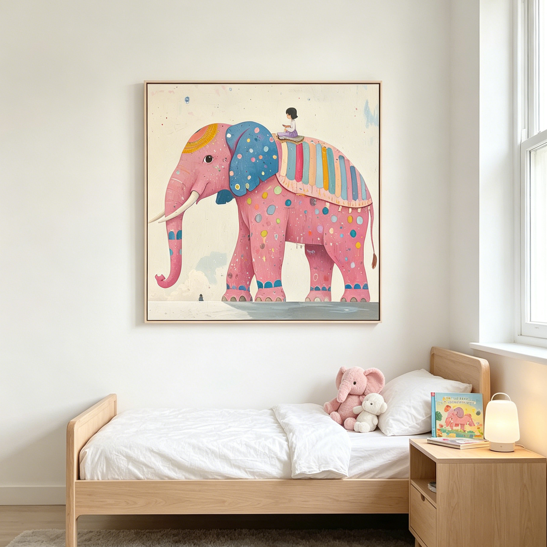 ELEPHANT DREAMS: Whimsical Pink Elephant And Child Canvas