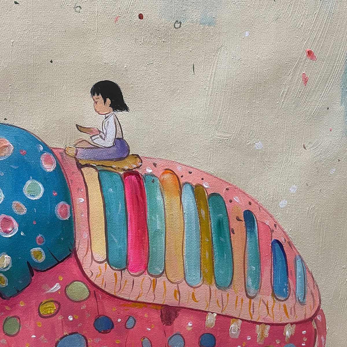 ELEPHANT DREAMS: Whimsical Pink Elephant And Child Canvas