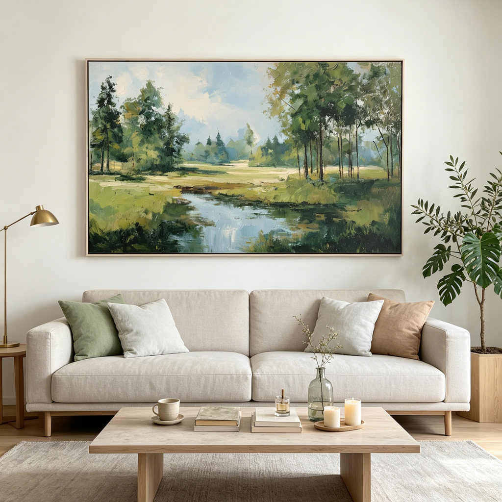 EMERALD SANCTUARY: Green River Meadow Landscape Wall Art