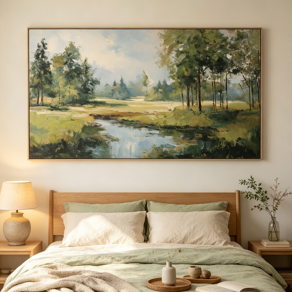 EMERALD SANCTUARY: Green River Meadow Landscape Wall Art