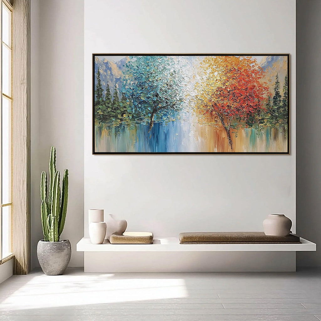 Equinox Textured Tree Landscape Oil Painting | Colorful Wall Art