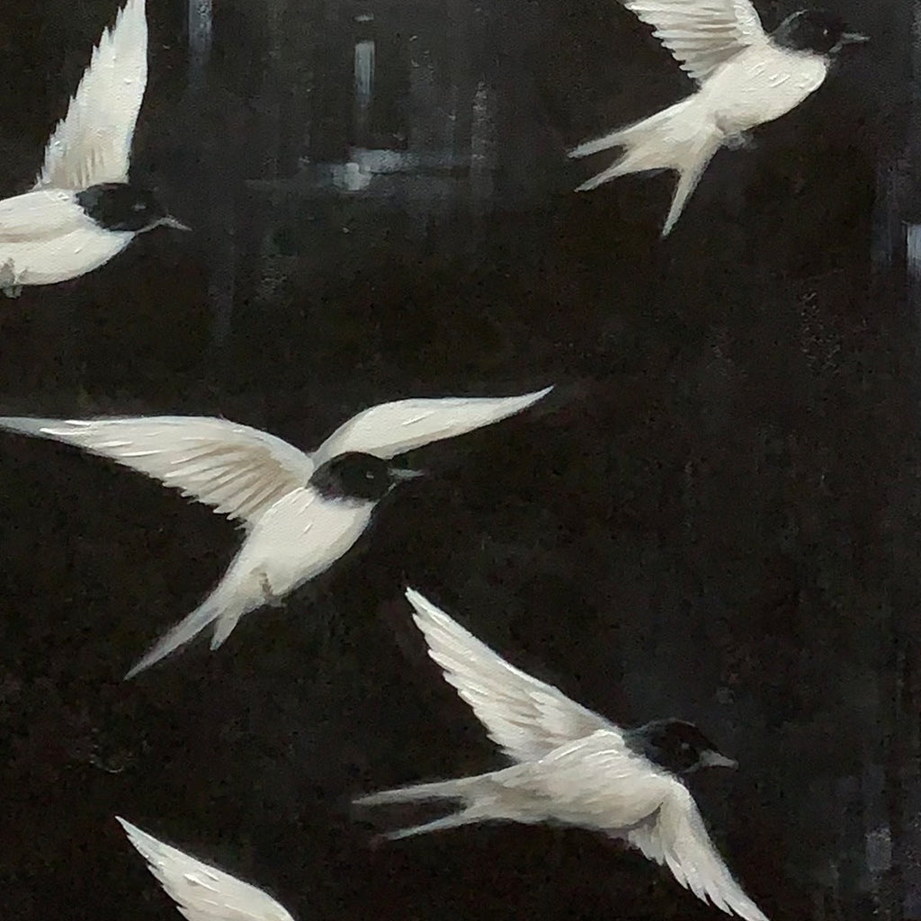 FLIGHT: Minimalist Birds in Motion Oil Painting Tranquil Balance