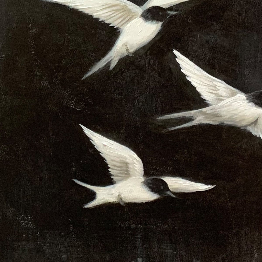 FLIGHT: Minimalist Birds in Motion Oil Painting Tranquil Balance