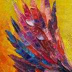 FLIGHT OF FANCY: Colorful Bird in Flight Painting with Textured Impasto
