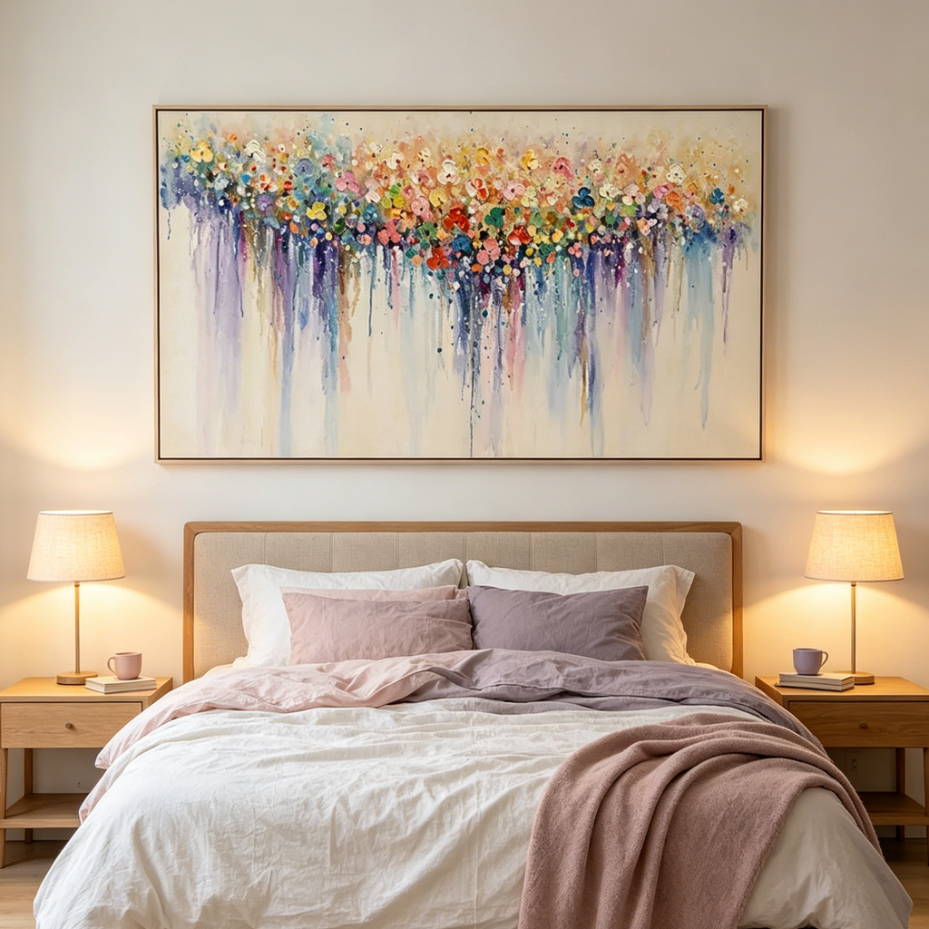 FLOWERFALL: Abstract Colorful Blossoms Watercolor Effect Canvas