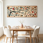 FLOWERING BRANCH TAPESTRY PANORAMIC: Soft Floral Branch Vintage Canvas