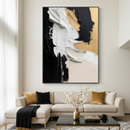 FLOWING: Black and Gold Abstract Textured Wall Art