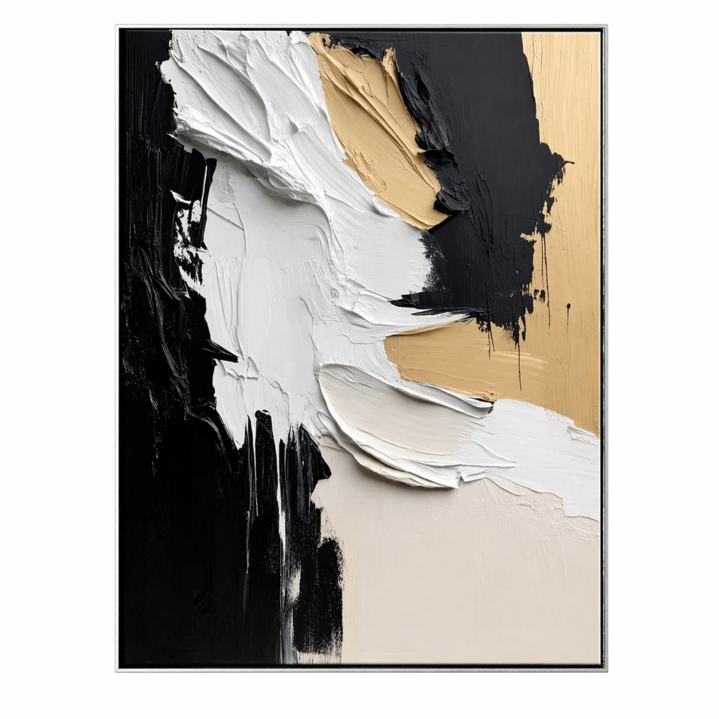 FLOWING: Black and Gold Abstract Textured Wall Art