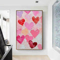 FLUTTERING HEARTS: Colorful Heart Wall Art Impasto Canvas