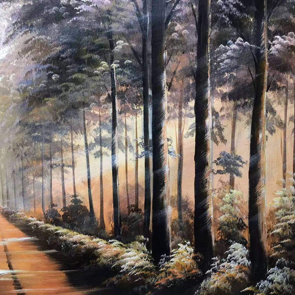 FOREST PATH: Misty Forest Path Oil Painting