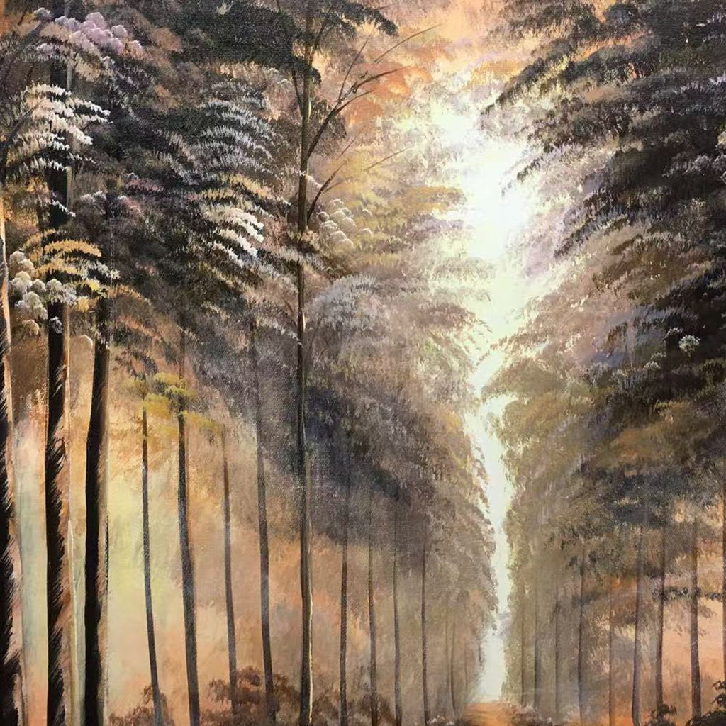 FOREST PATH: Misty Forest Path Oil Painting