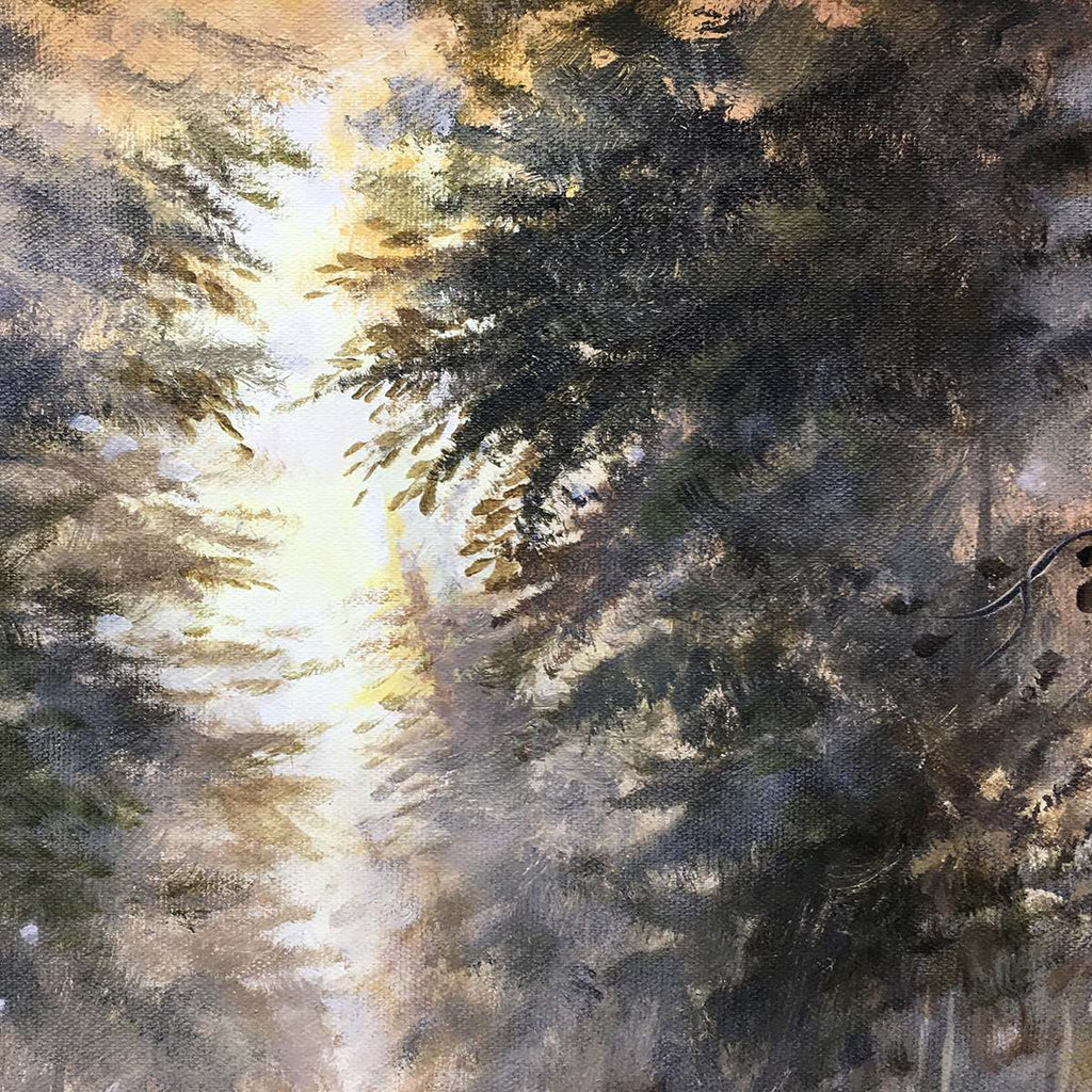 FOREST PATH: Misty Woodland Oil Painting