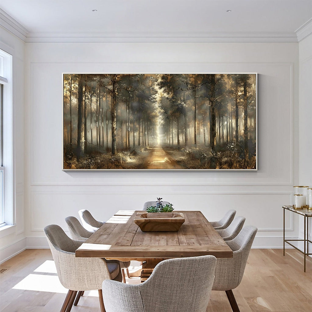 FOREST PATH: Misty Woodland Oil Painting