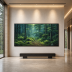 FOREST PATH: Sunlit Green Mossy Trail Panoramic Wabi Sabi Canvas