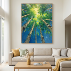 FOREST SUNRISE: Impasto Birch Trees Dawn Light Canvas