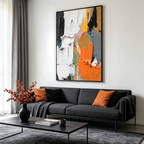 FORME: Abstract Orange Black Textured Wall Art