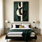 FRAGMENTED FORMS: Black White Gold Shapes Textured Green Background Canvas