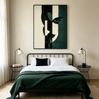 FRAGMENTED GAZE: Abstract Face Black White Deep Green Textured Blocks Canvas