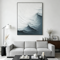 FROZEN TIDE: Textured White Grey Undulating Layers Canvas