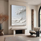 FROZEN MOMENTUM: Textured Impasto Crashing Wave Canvas
