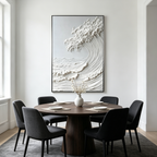 FROZEN MOMENTUM: Textured Impasto Crashing Wave Canvas