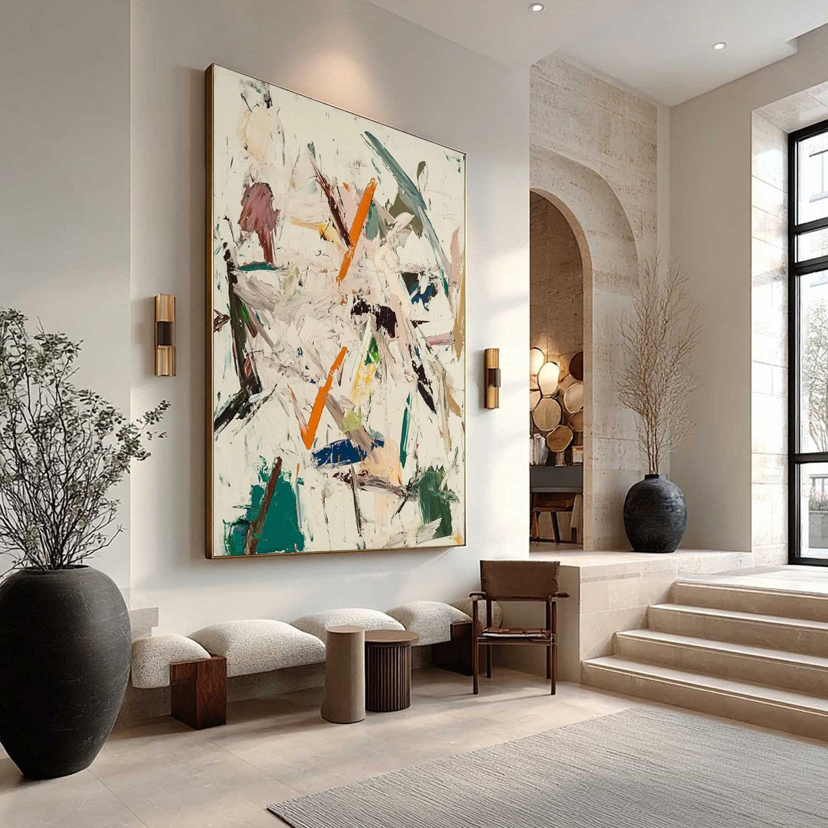 FROZEN RUSH: Textured Abstract Oil Painting Bold Strokes Frozen Energy