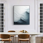 FROZEN TIDE: Textured White Grey Undulating Layers Canvas