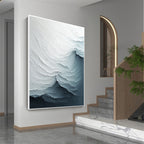 FROZEN TIDE: Textured White Grey Undulating Layers Canvas