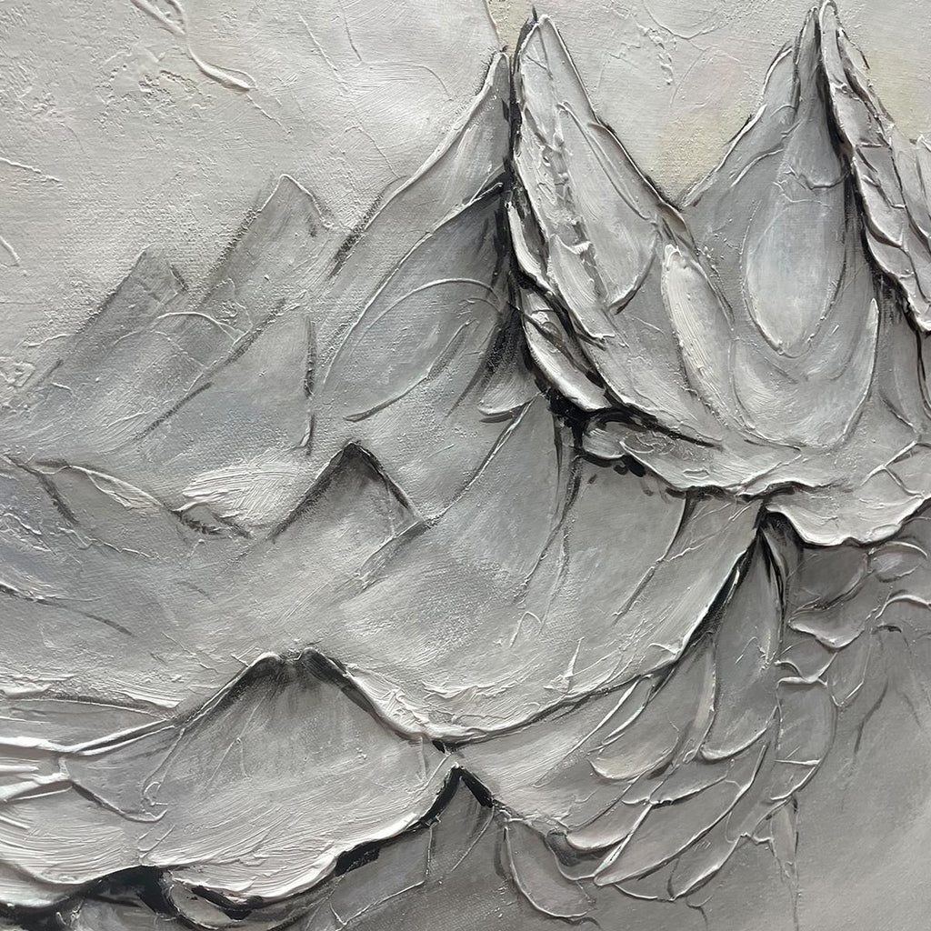 FROZEN PEAKS: Textured Impasto Snowy Mountains Quiet Grandeur Canvas