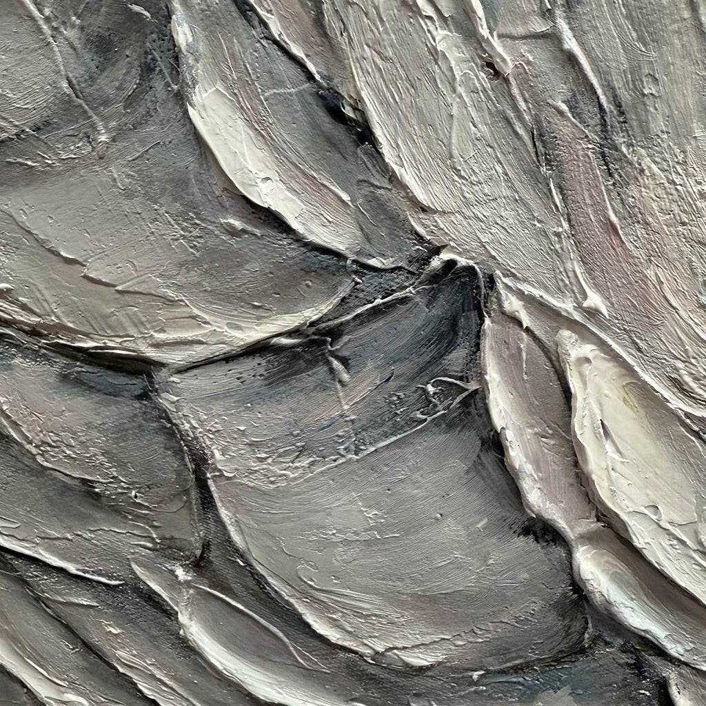 Frozen Peaks: Original Impasto Mountain Landscape Oil Painting - Textured Wall Art Decor