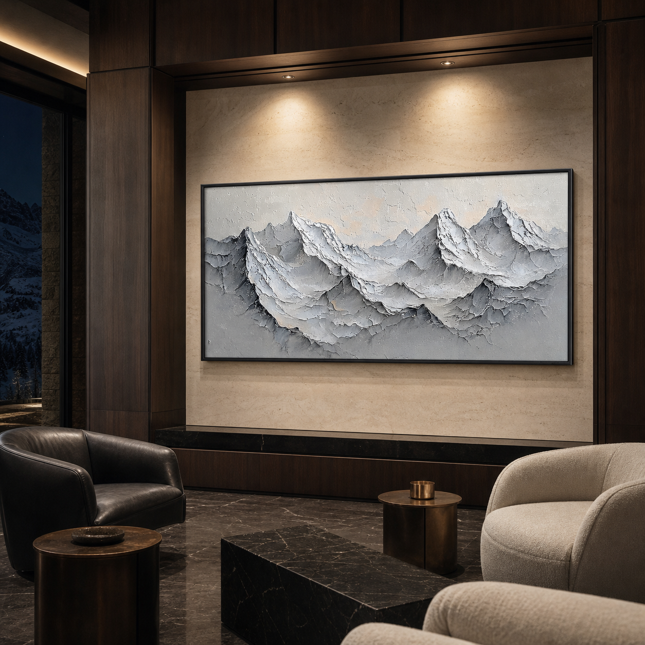 FROZEN PEAKS: Textured Impasto Snowy Mountains Quiet Grandeur Canvas