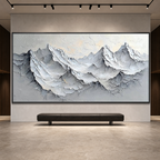 FROZEN PEAKS: Textured Impasto Snowy Mountains Quiet Grandeur Canvas