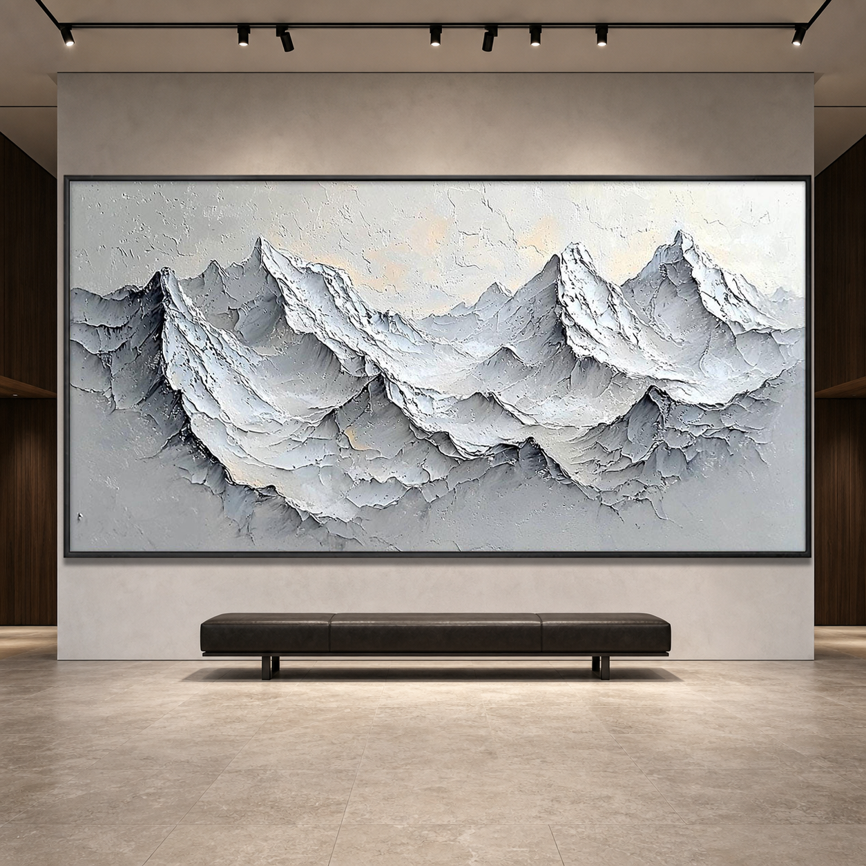 FROZEN PEAKS: Textured Impasto Snowy Mountains Quiet Grandeur Canvas