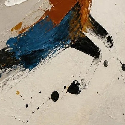 GALLOPING SPIRIT: Black Caramel Blue Abstract Horse  Minimalist Canvas