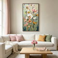 GARDEN WHISPERS: 3D Impasto Blush Pink Yellow White Blooming Canvas