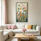 GARDEN WHISPERS: 3D Impasto Blush Pink Yellow White Blooming Canvas