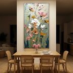 GARDEN WHISPERS: 3D Impasto Blush Pink Yellow White Blooming Canvas