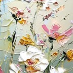 GARDEN WHISPERS: Vertical Palette Knife Floral Impasto Wall Art