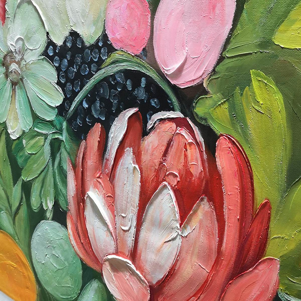 GARDEN'S GRACE: Textured Floral Still Life Wall Art Canvas