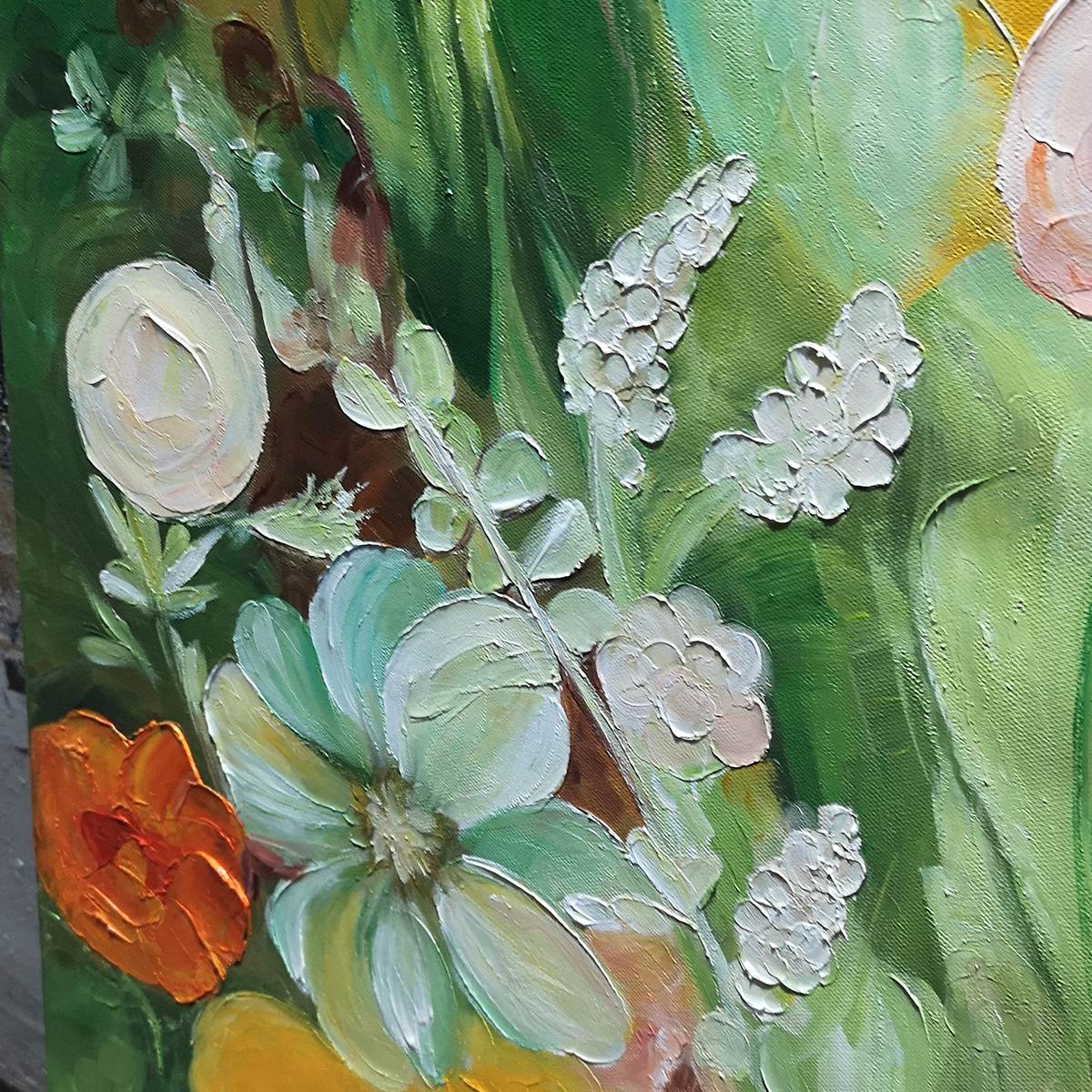GARDEN'S GRACE: Textured Floral Still Life Wall Art Canvas