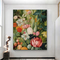 GARDEN'S GRACE: Textured Floral Still Life Wall Art Canvas