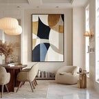 GEOMETRIC BALANCE: Ochre Navy Grey Geometric Shapes Minimalist Canvas