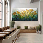 GILDED GINKGO: Textured Golden Floral Impasto Oil Painting