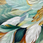 GILDED GARDEN: Green White Gold Floral Impasto Oil Painting
