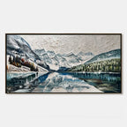 GLACIAL SERENITY: Heavily Textured Impasto Mountain Lake Painting